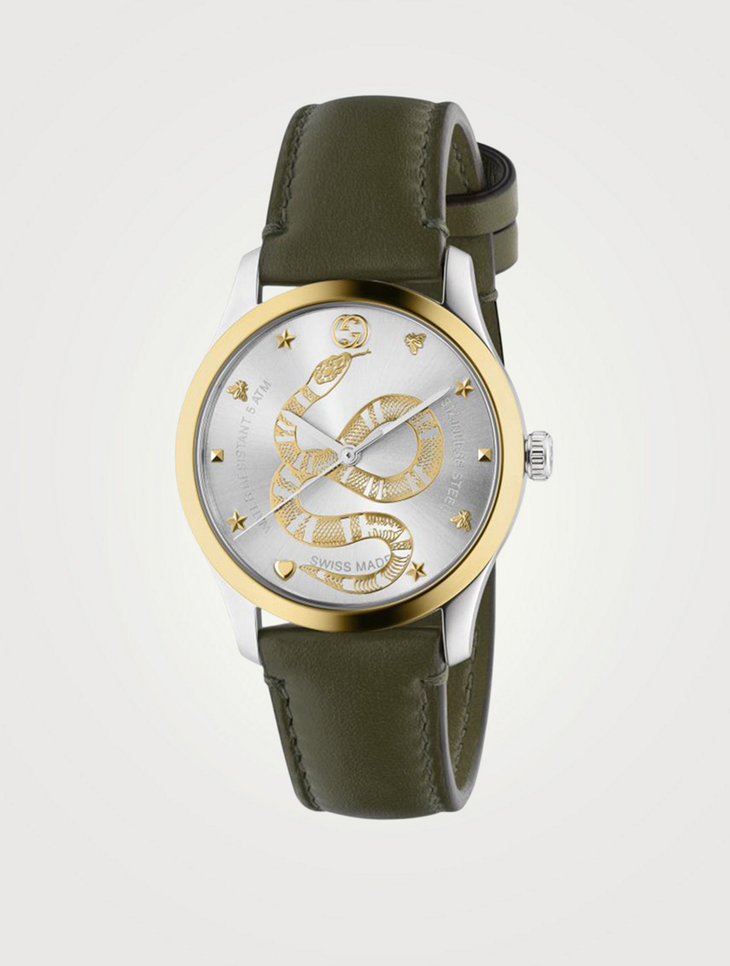 GUCCI G Timeless Stainless Steel Leather Strap Watch Holt Renfrew