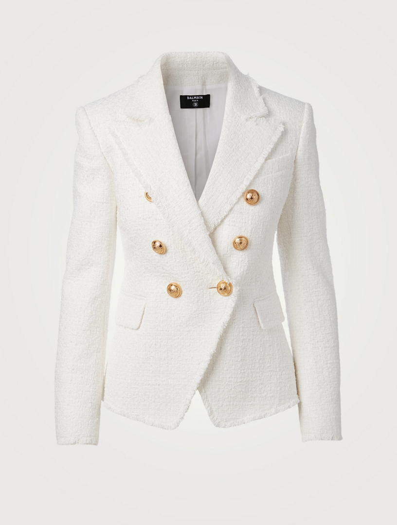 Balmain Tweed Boucl Double Breasted Blazer Holt Renfrew