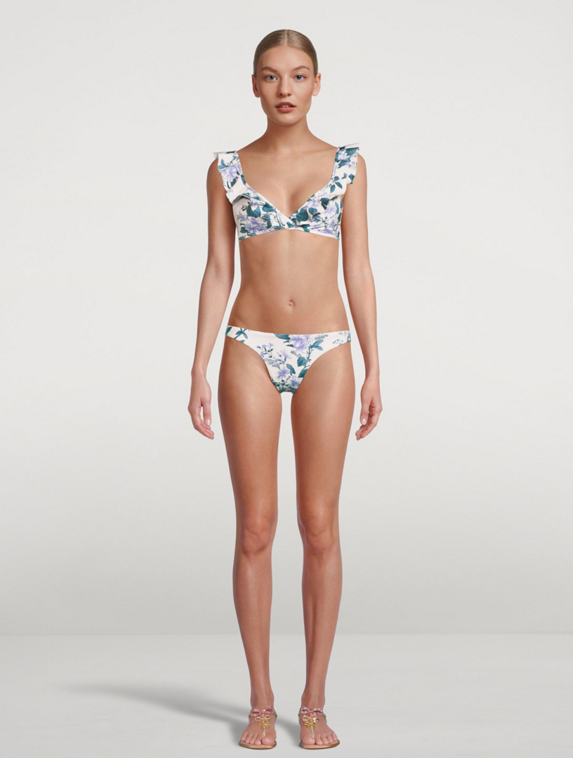 Zimmermann Cassia Waterfall Frill Bikini Set In Hydrangea Floral Print