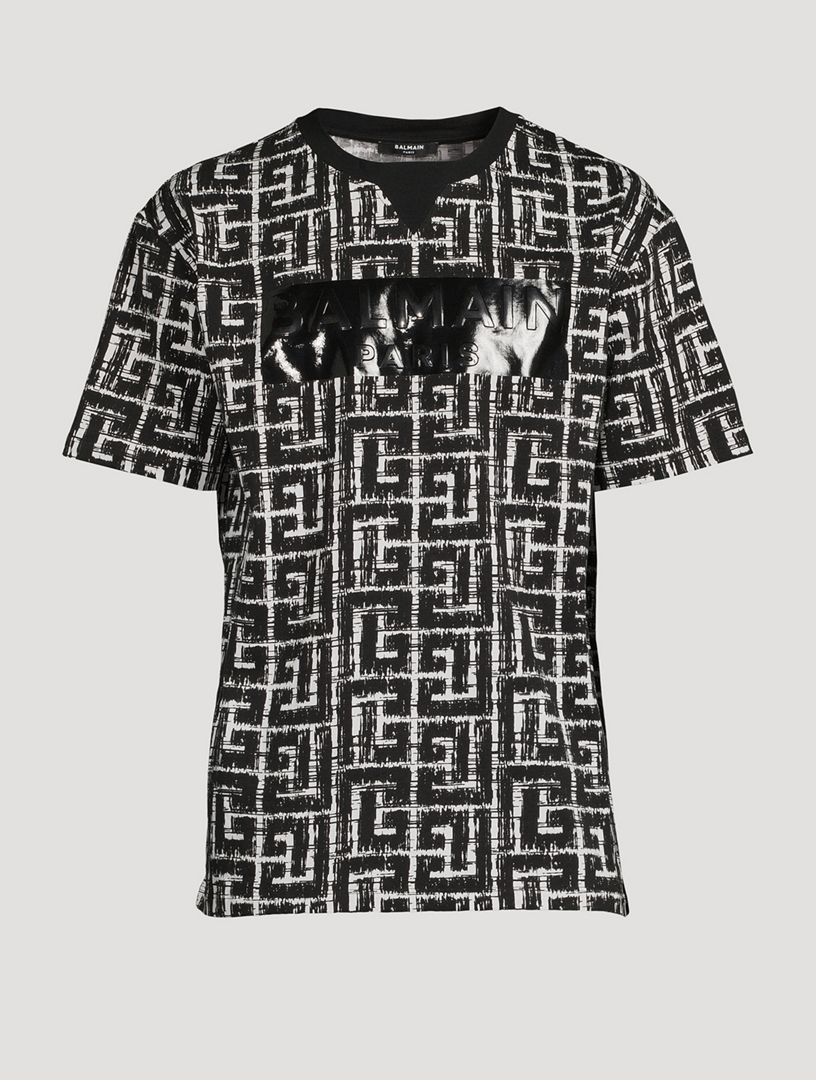 BALMAIN Logo Tape T Shirt In Monogram Print Holt Renfrew