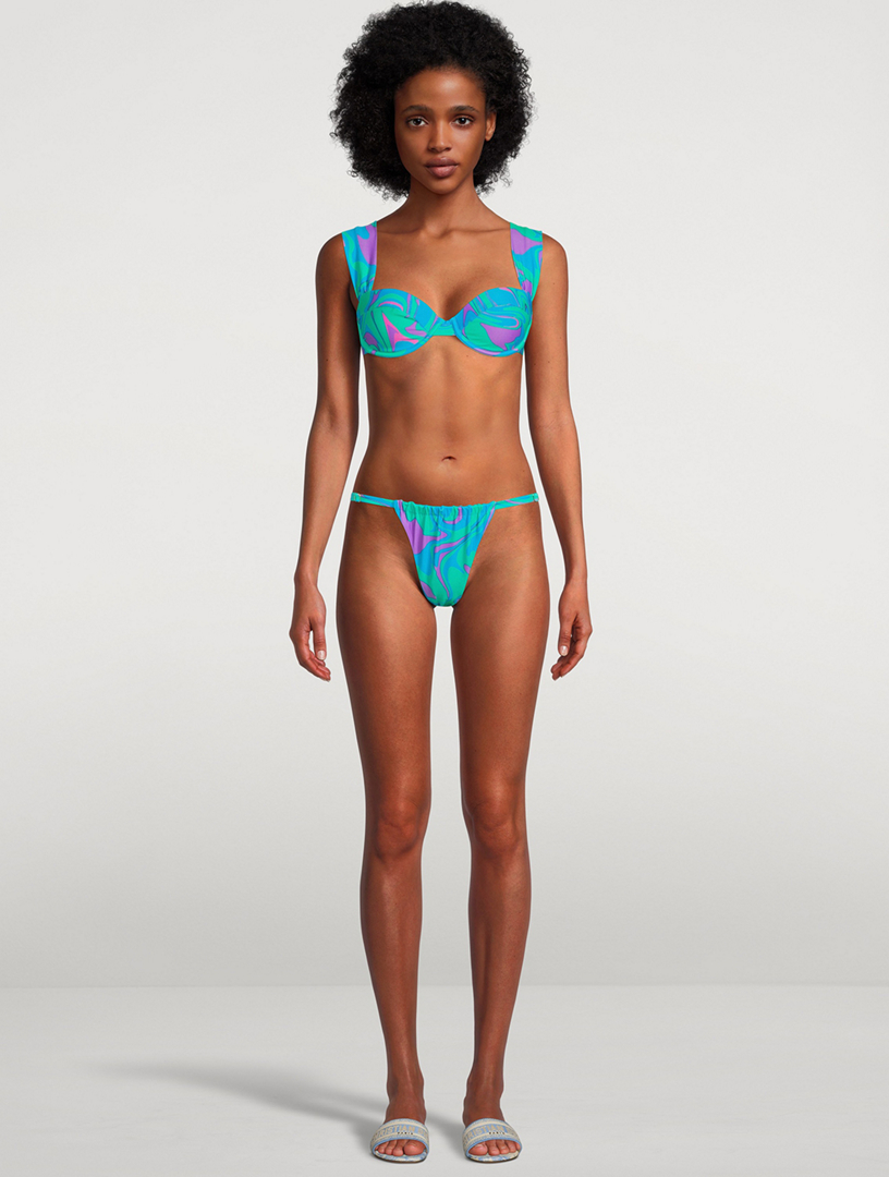 Weworewhat Printed Adjustable Ruched Bikini Bottom Holt Renfrew