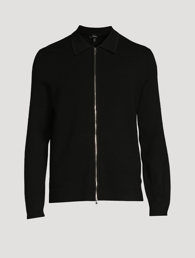 Theory Regal Wool Zip Polo Cardigan Holt Renfrew