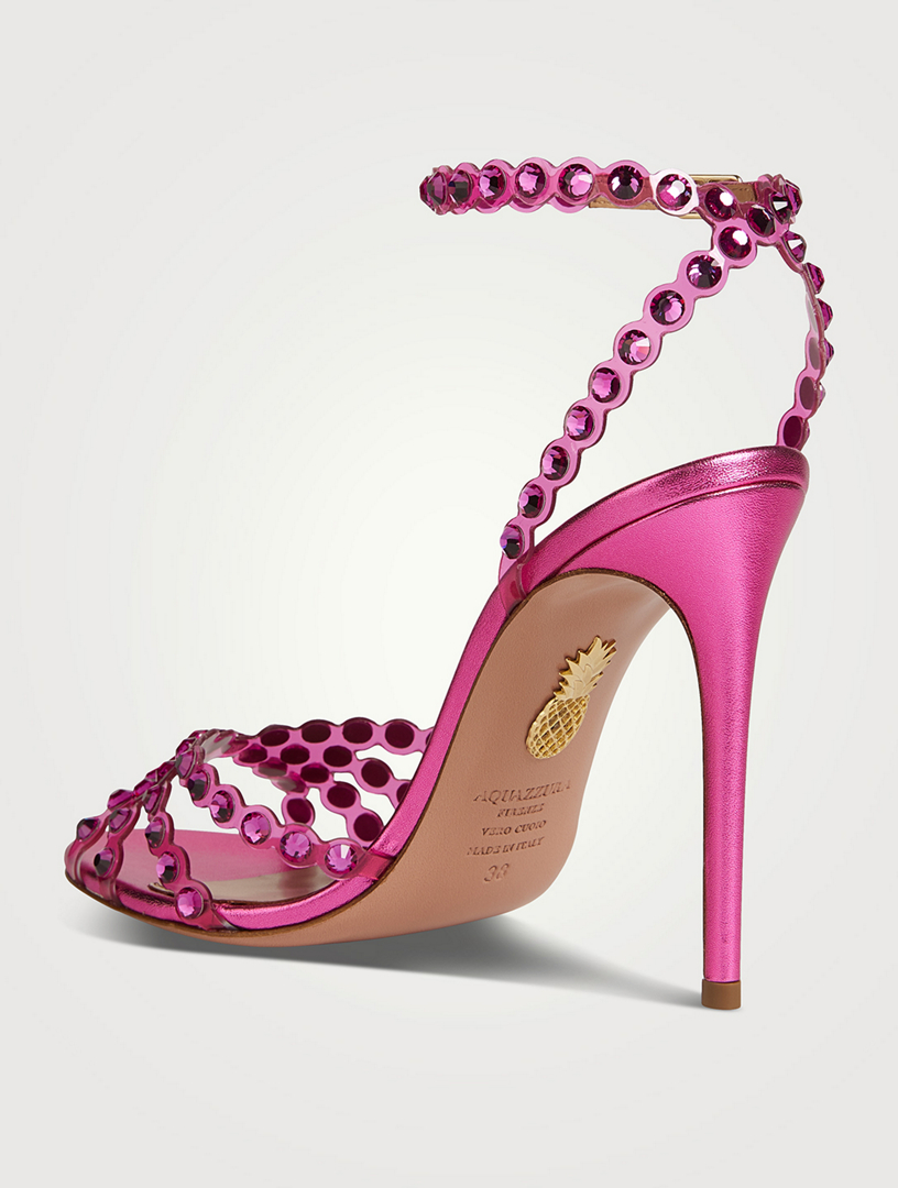 Aquazzura Tequila Embellished Metallic Leather Sandals Holt Renfrew