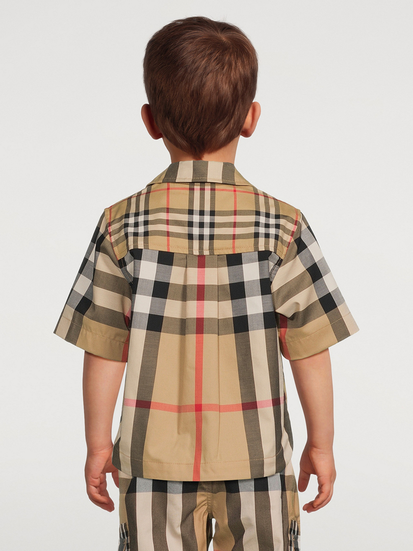 BURBERRY Patchwork Check Stretch Cotton Short Sleeve Shirt Holt Renfrew