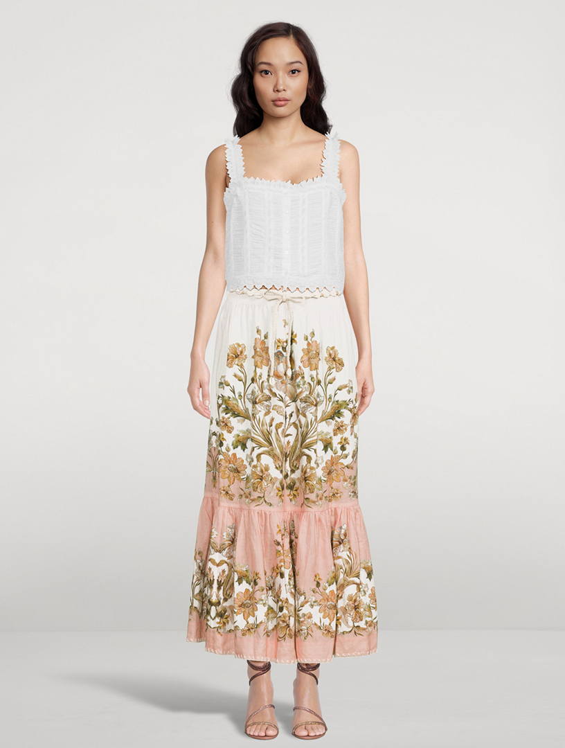 ZIMMERMANN Chintz Tiered Midi Skirt In Floral Print Holt Renfrew