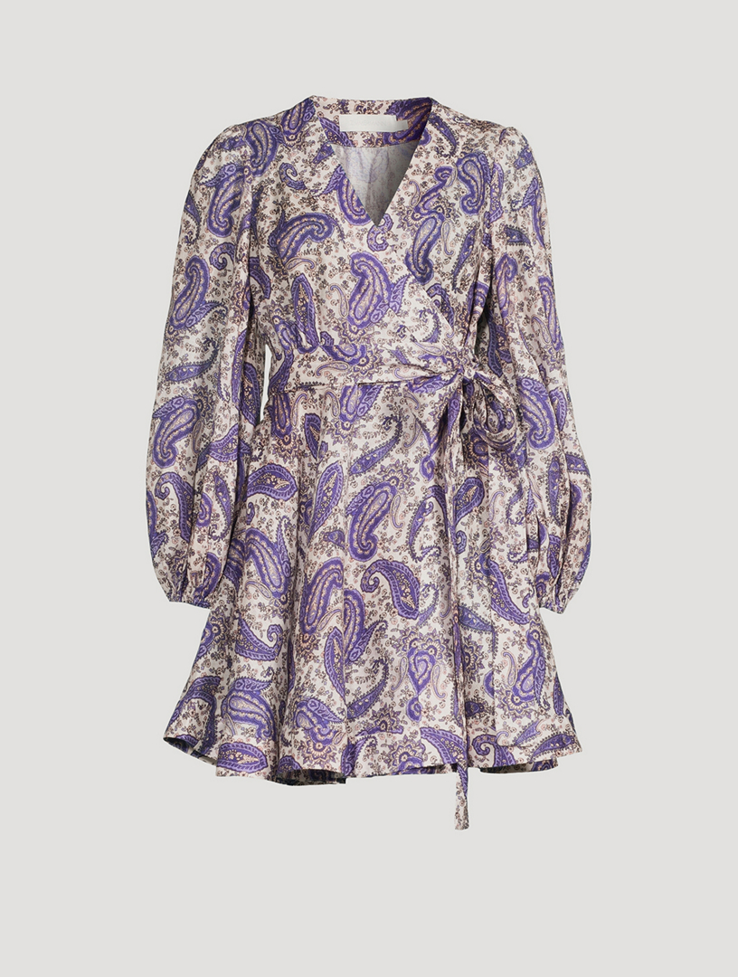 ZIMMERMANN Devi Puff Sleeve Wrap Dress In Paisley Print Holt Renfrew