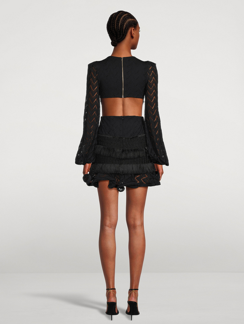 Patbo Fringe Cut Out Mini Dress Holt Renfrew