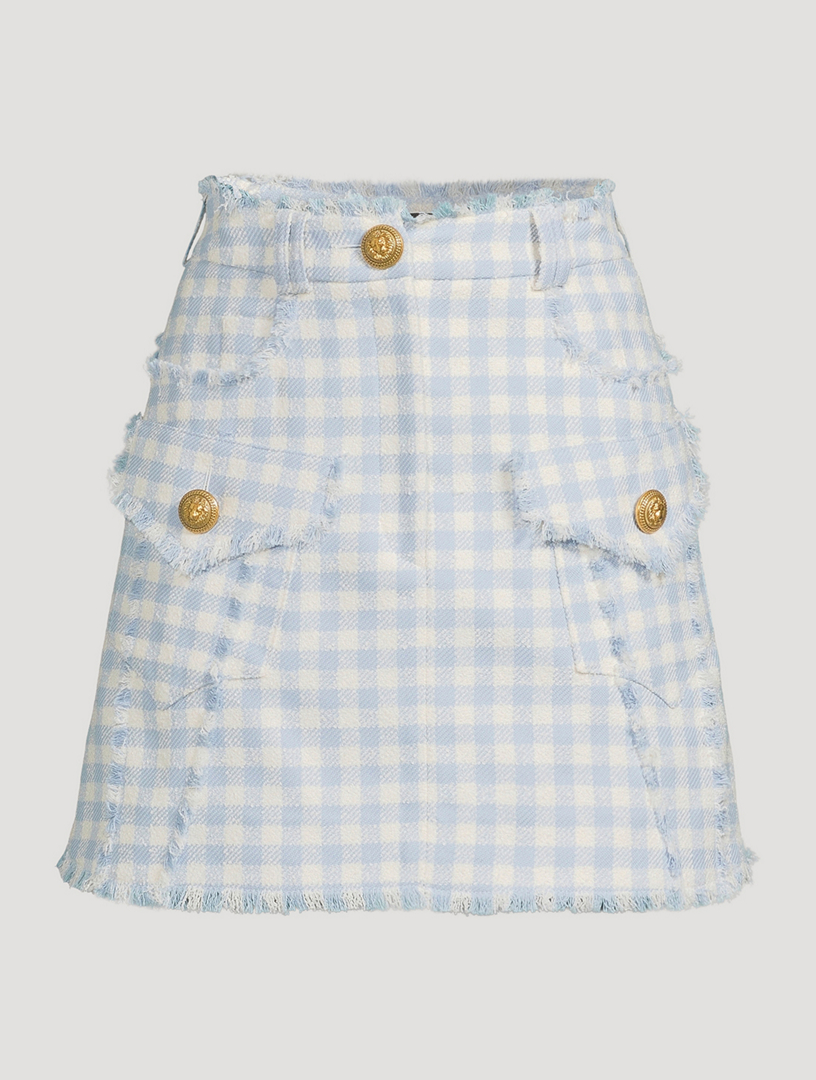 Balmain Gingham Tweed Mini Skirt Holt Renfrew