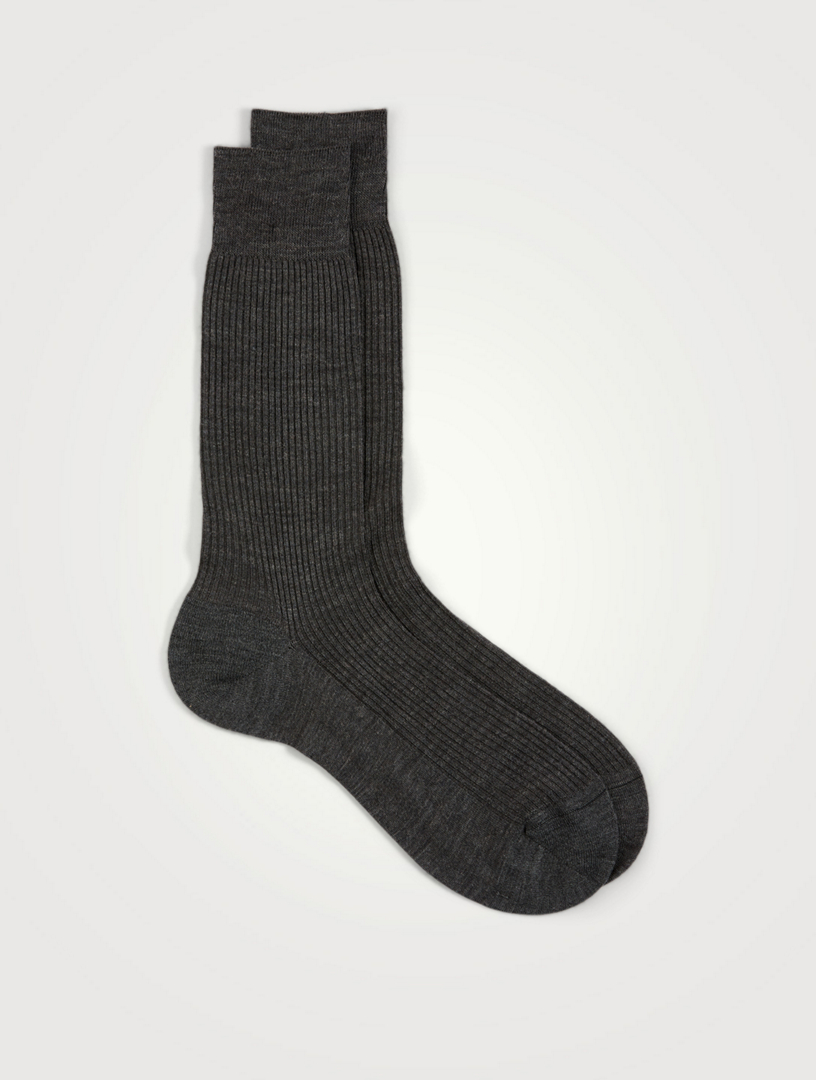 Mi-chaussettes Mabledon en laine mérinos côtelée jauge 2 x 2