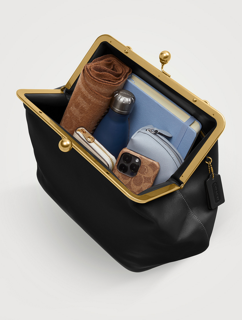 COACH Large Kisslock Leather Frame Bag | Holt Renfrew