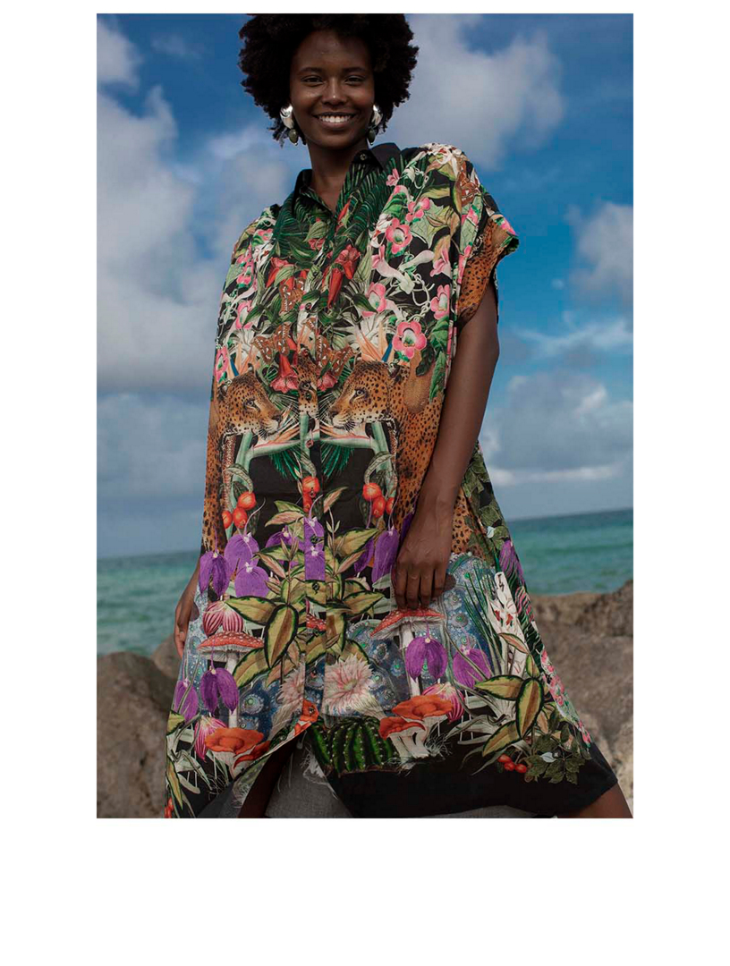 Valerie Cotton And Silk Maxi Kaftan Garden Leopards Print