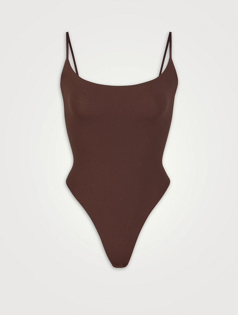 SKIMS Fits Everybody Camisole Thong Bodysuit in Espresso at