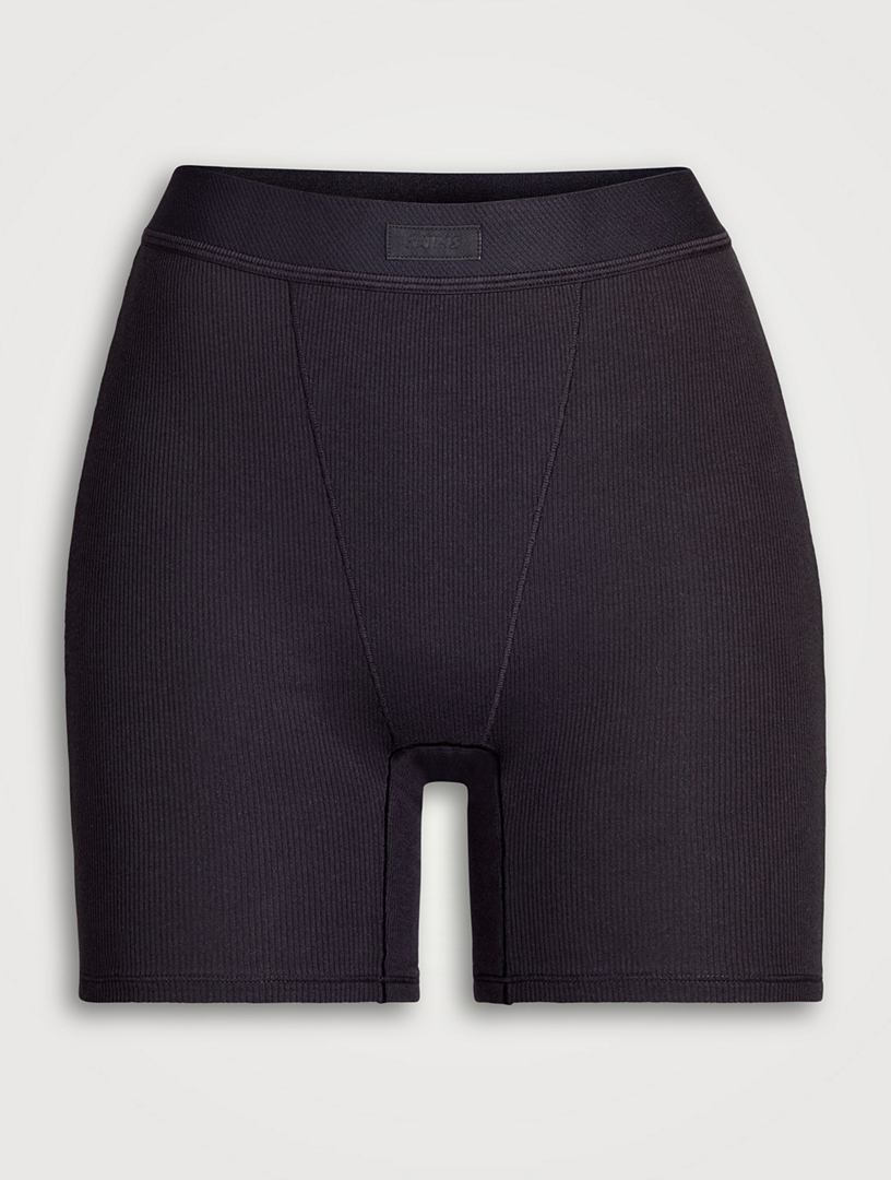 Miu Miu Seamless Ribbed Cotton Boxers in Black