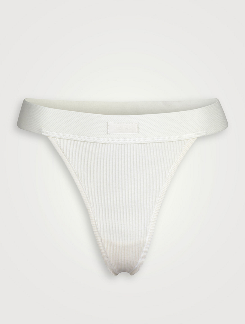 SKIMS Stretch-Cotton Rib Thong