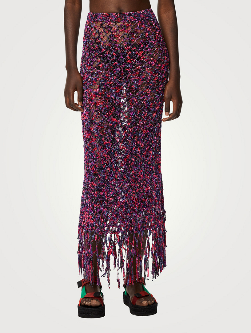 Paula's Ibiza Fringed Midi Skirt