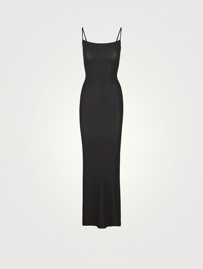 SOFT LOUNGE LONG SLIP DRESS | ONYX