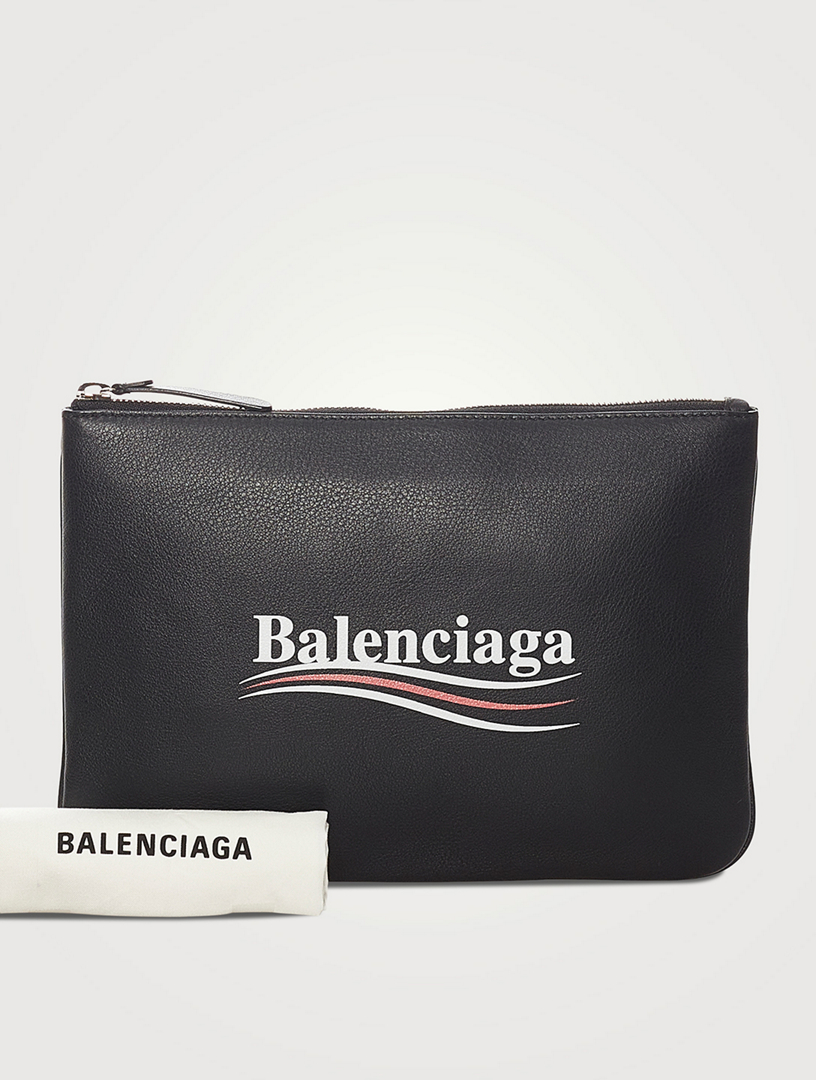 BALENCIAGA Pre-Loved Political Campaign Leather Clutch | Holt Renfrew