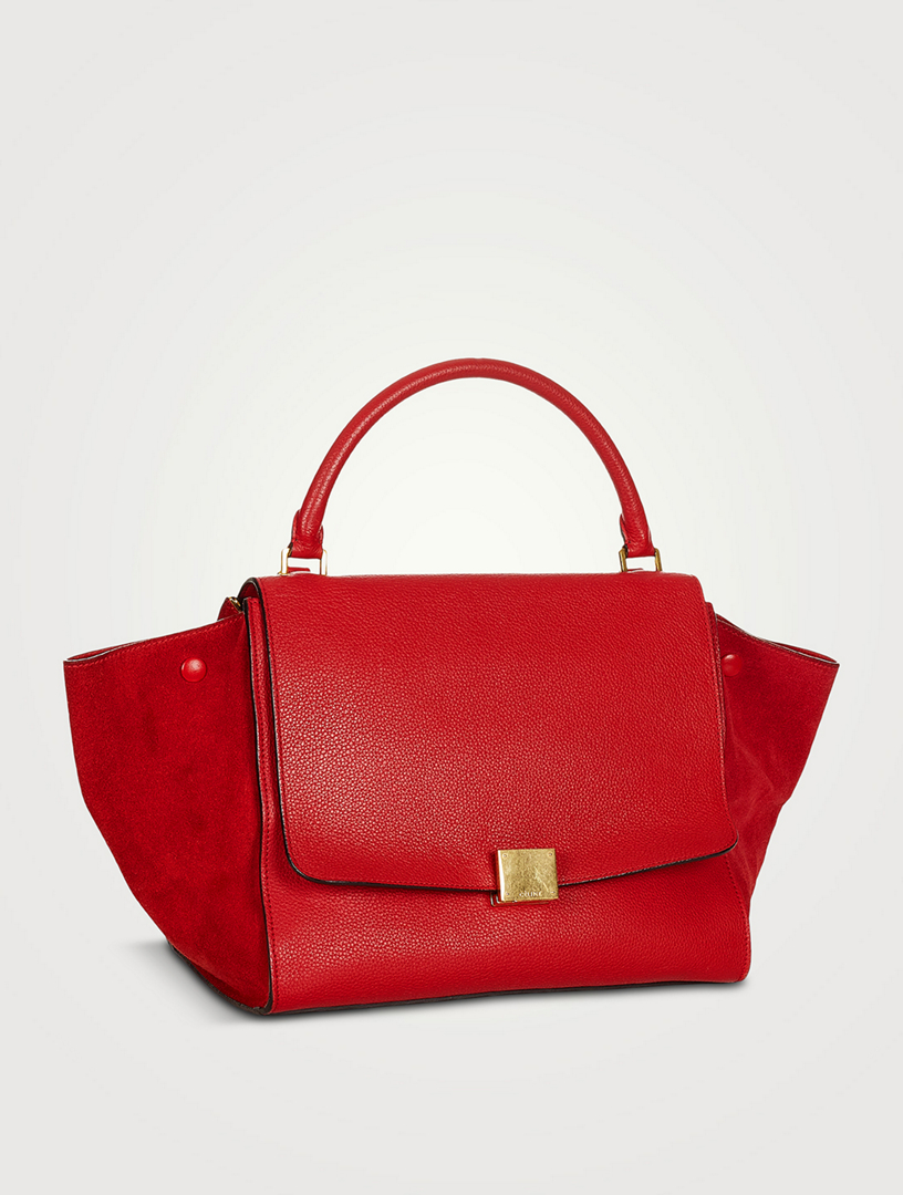Pre-Loved Trapeze Leather And Suede Satchel