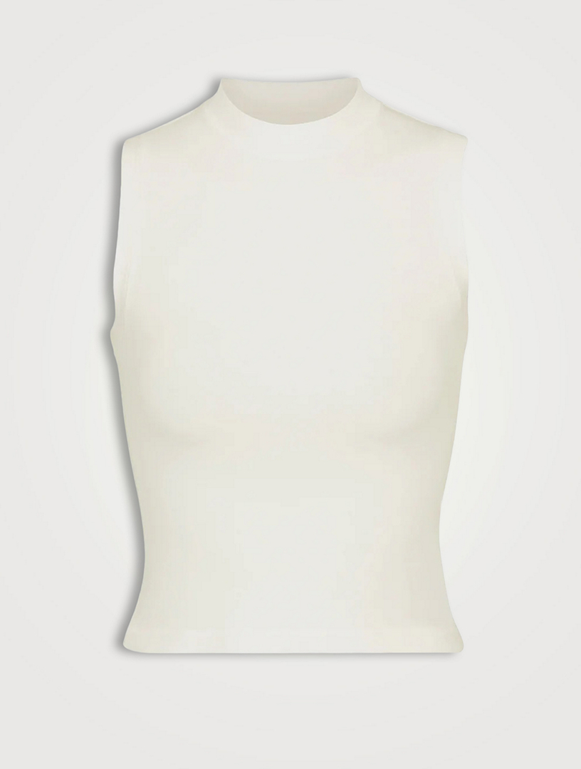 SKIMS, Tops, New Skims Offwhite Bone Cream Cotton Jersey Mock Neck Tank  Top Cropped Small