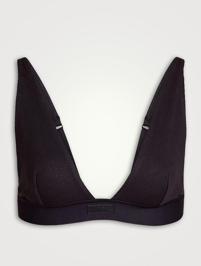 SKIMS Cotton-Blend Jersey Triangle Bralette - Light Heather Grey