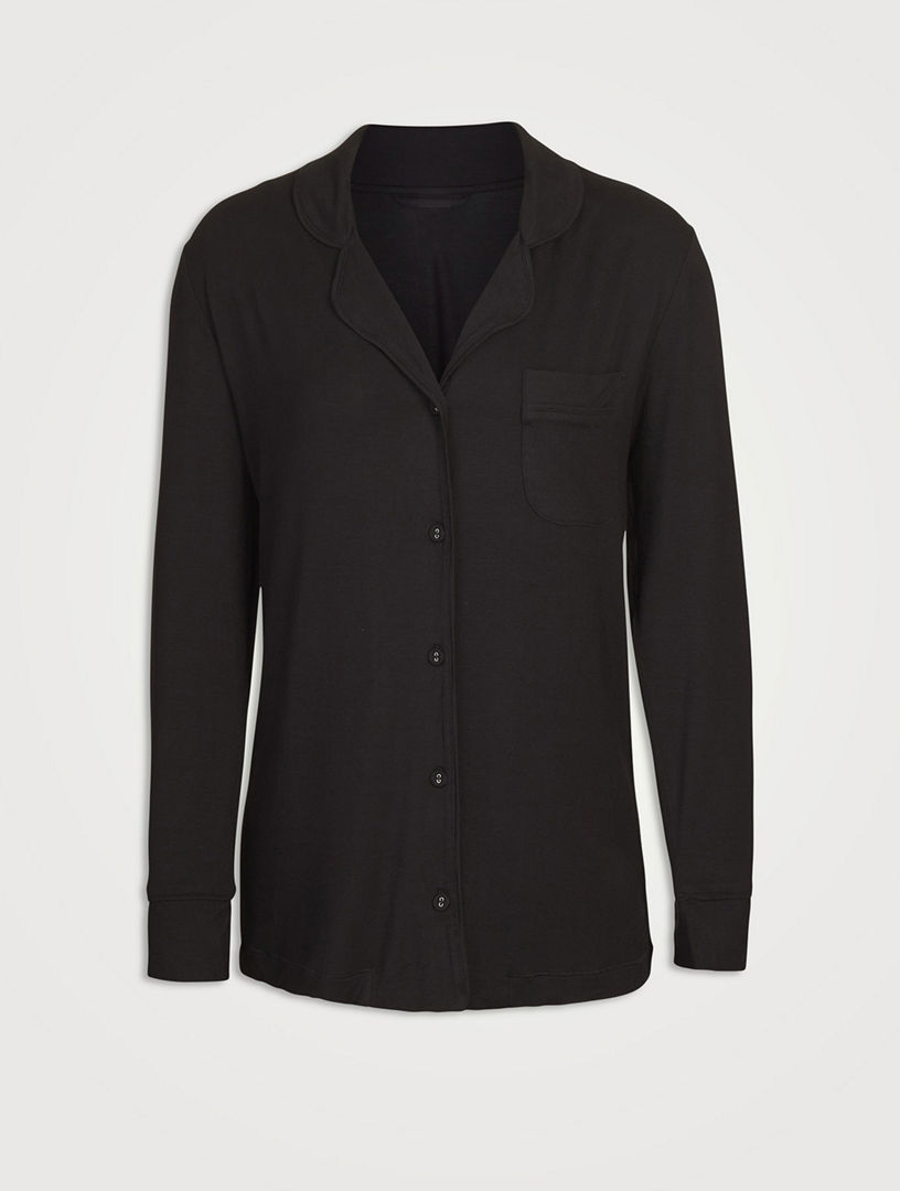 Skims Sleep Long Sleeve Button Up Set in Black