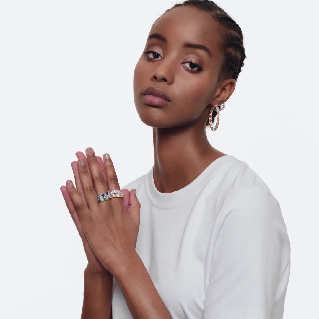SWAROVSKI Ortyx リング Ortyx リング, トライアングルカット, ブラック, ロジウム