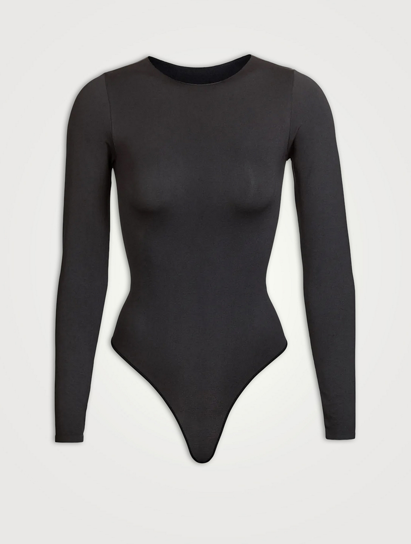Miss Selfridge Petite ribbed square neck bodysuit in black - ShopStyle Tops