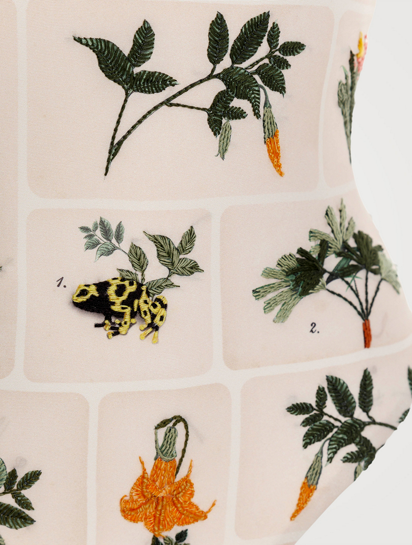 Limon Ruffle Trim One-Piece Swimsuit Botanical Print