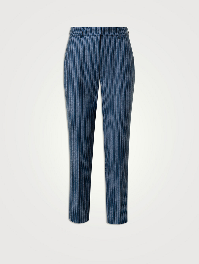 Flavin Wool Straight-Leg Trousers In Stripe Print