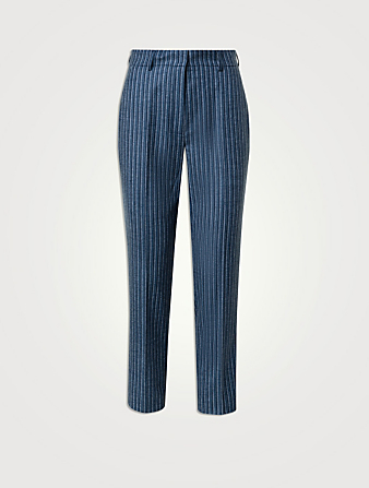 Flavin Wool Straight-Leg Trousers In Stripe Print