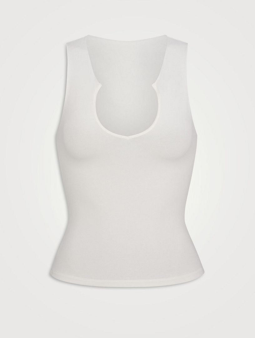 Cotton Sleep Split-Neck Tank Top