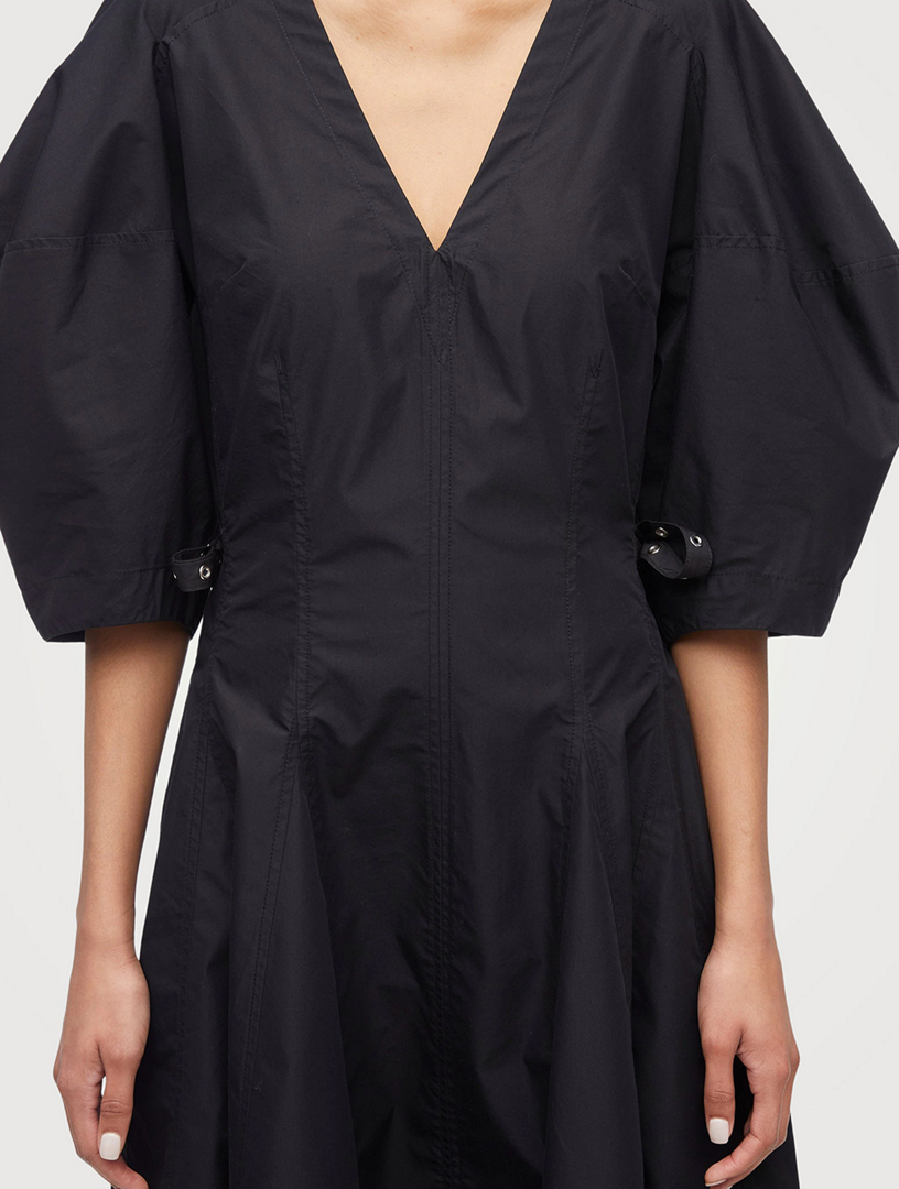 Puff-Sleeve Midi Dress