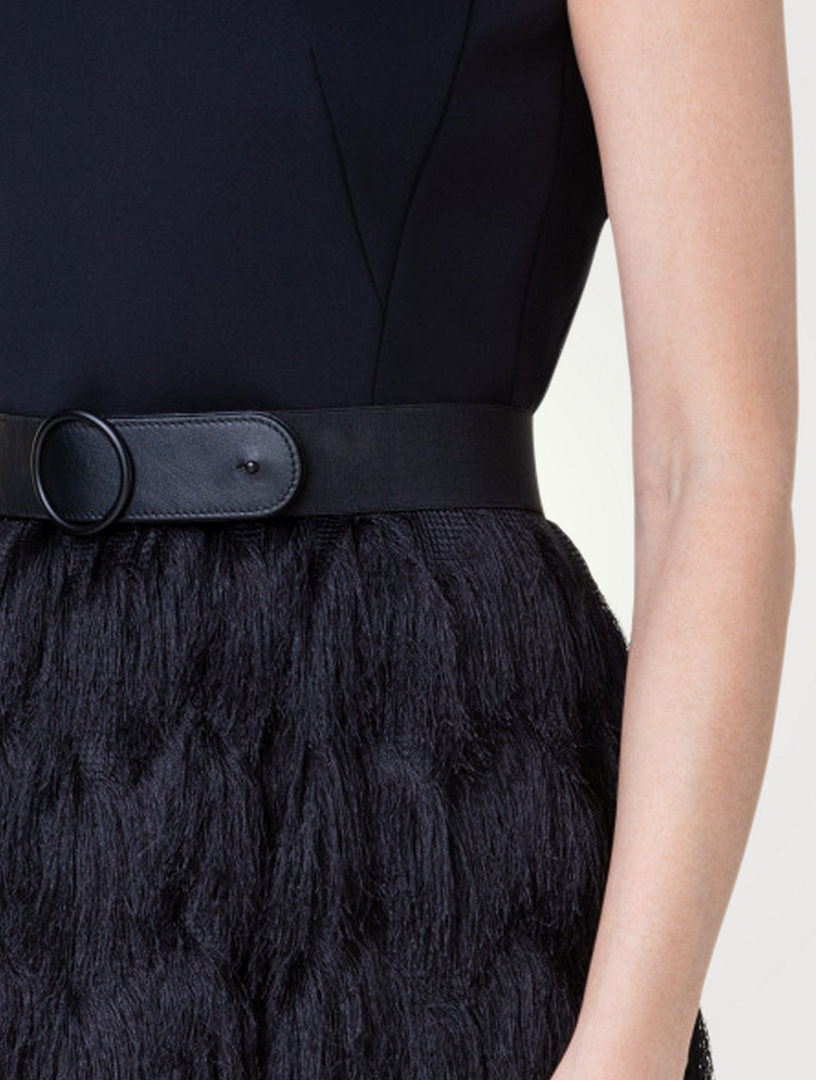 Fringe-Trimmed Belted Dress