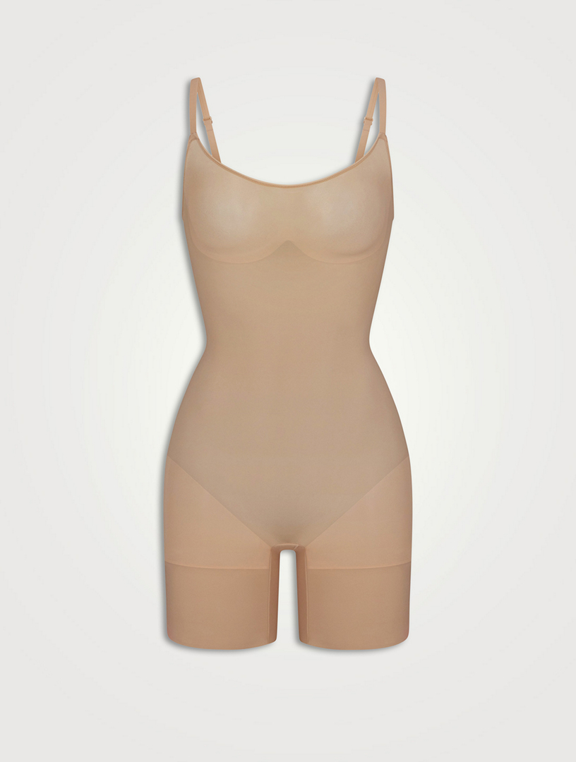 Spanx Oncore Open-Bust Mid-Thigh Bodysuit (Soft Nude, Small ) at   Women's Clothing store