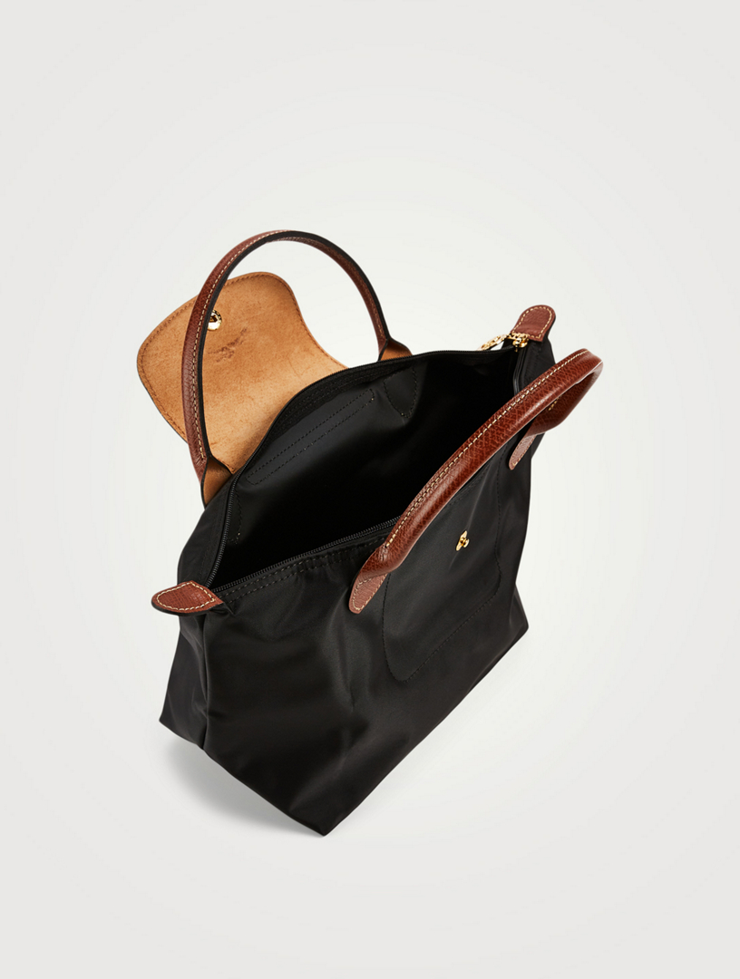 Longchamp black Mini Leather Le Pliage Top-Handle Bag