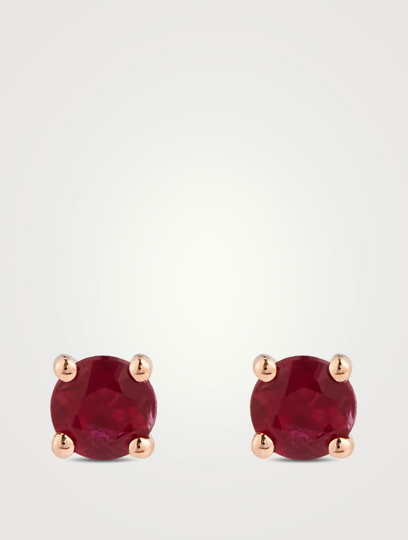 18K Rose Gold Ruby Stud Earrings