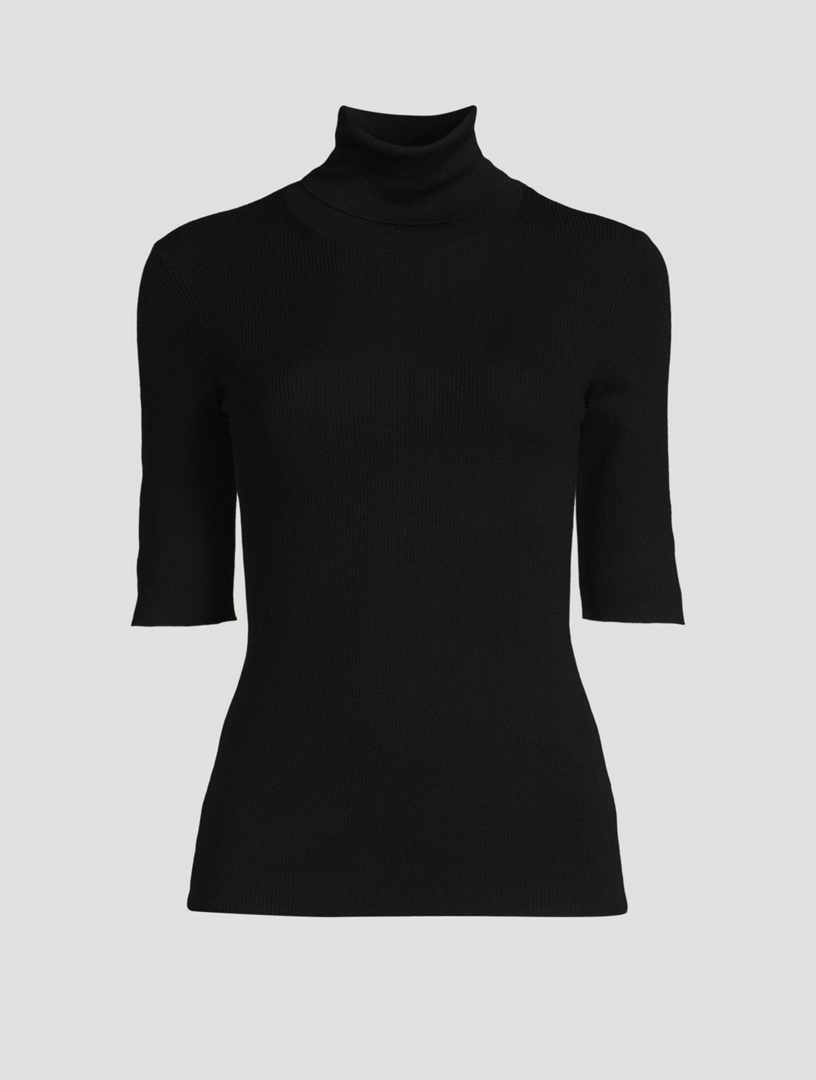 Black short sleeve turtleneck sweater best sale