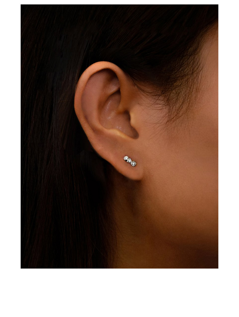 Cléo Silver Bar Studs With White Sapphire