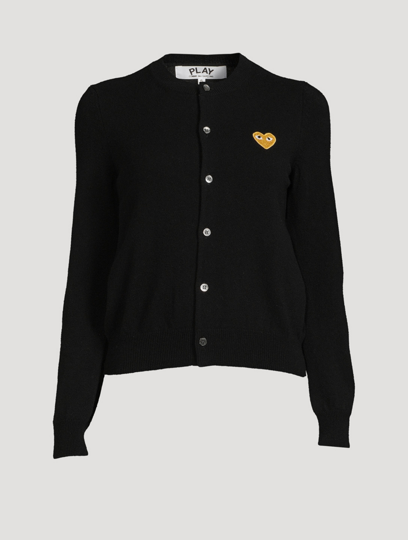 COMME DES GARÇONS PLAY Wool Gold Heart Cardigan | Holt Renfrew