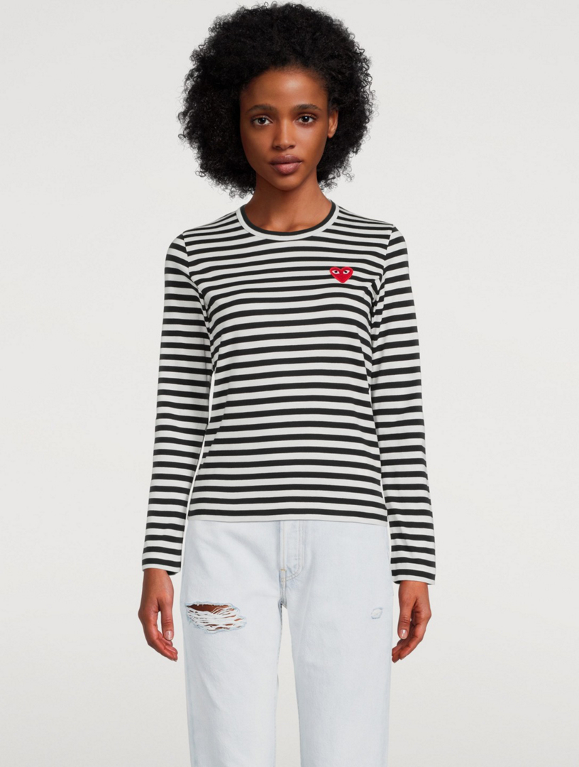 Heart Long Sleeve T Shirt In Stripe