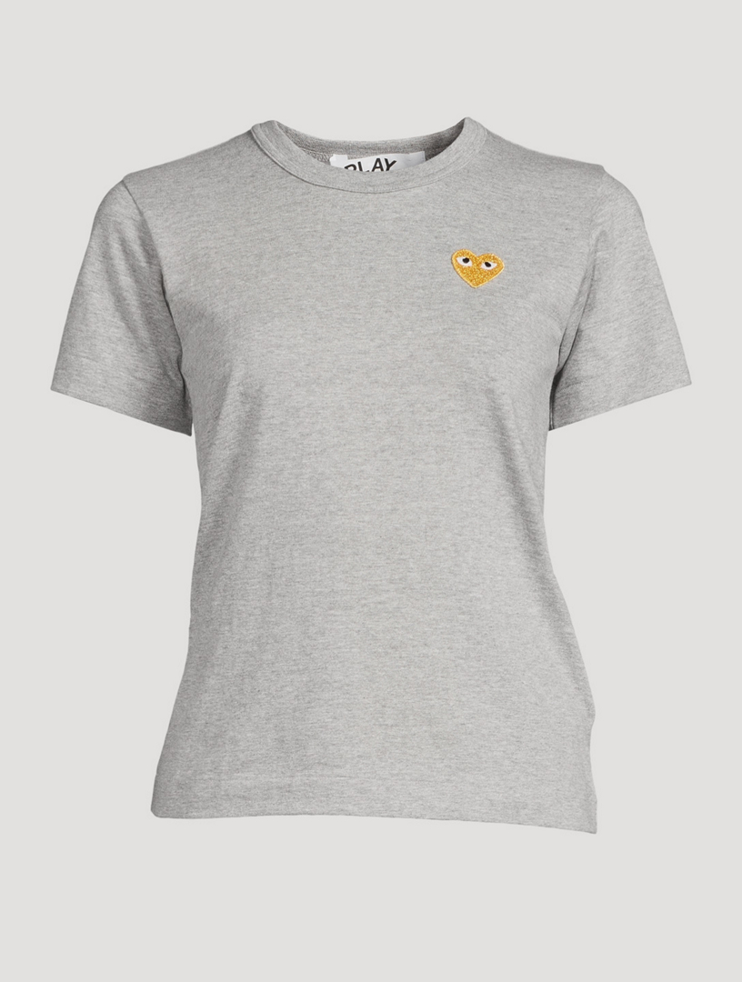 Comme des garcons play women's gold heart hotsell logo tee