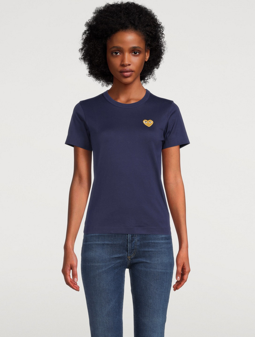 Play comme des garçons gold heart t-shirt clearance (navy)