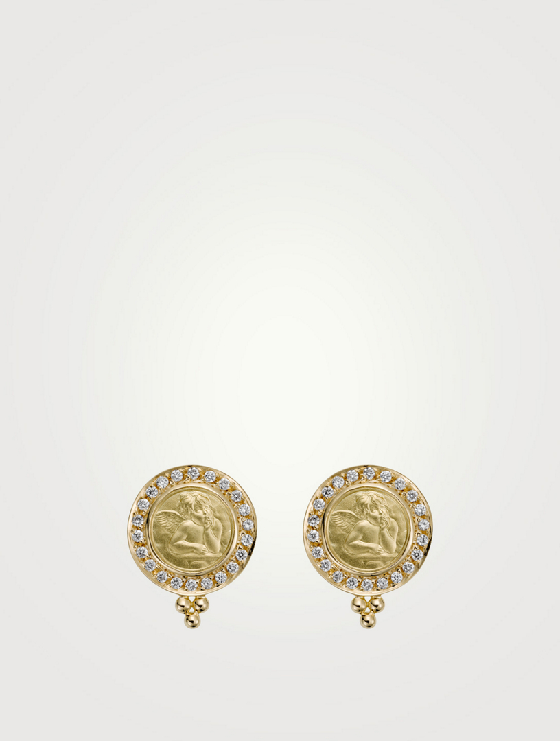 18K Gold Angel Earrings With Diamonds
