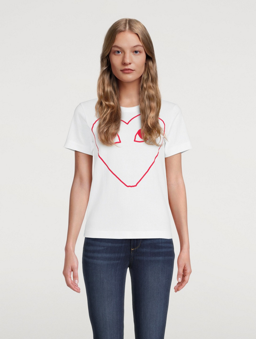 Comme Des Garcons PLAY T-Shirt Blue Heart Logo, White