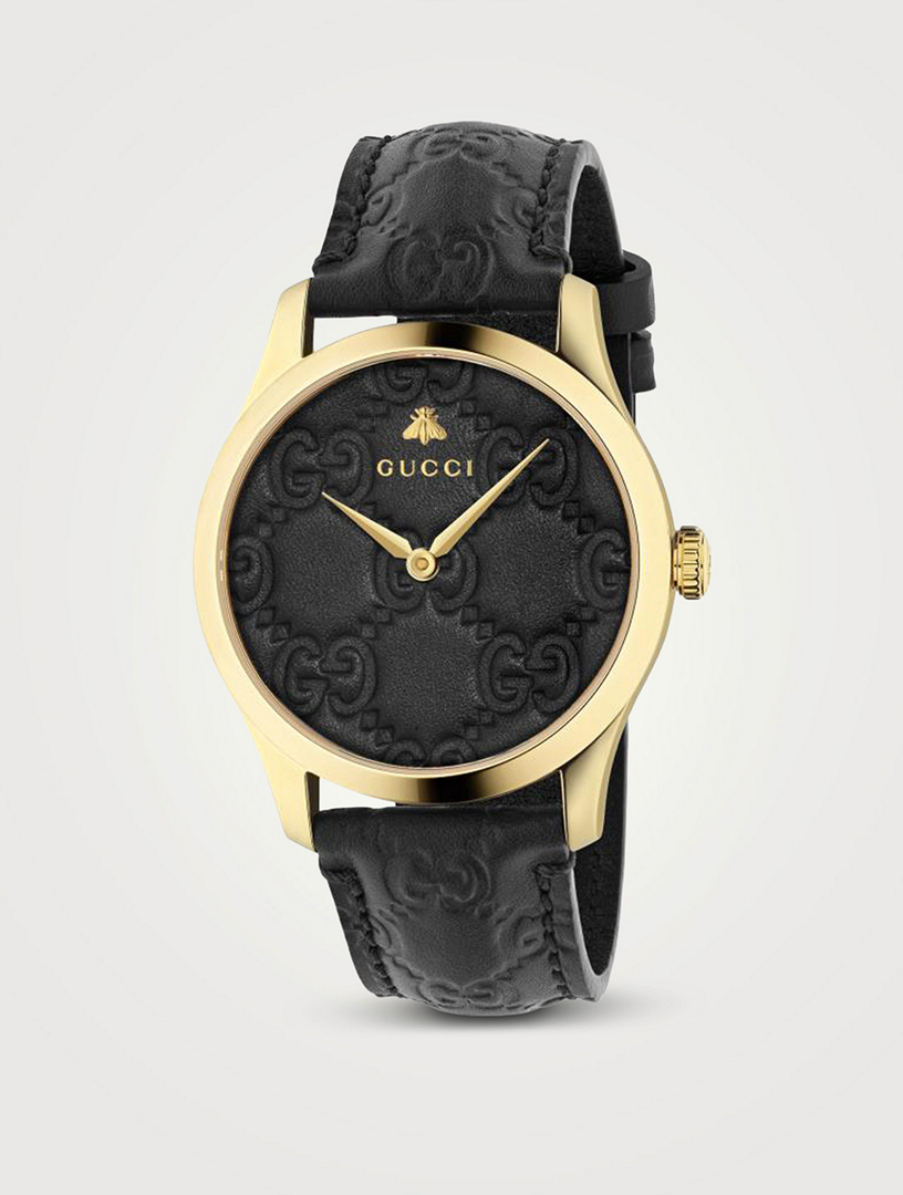 GUCCI G Timeless Signature Leather Strap Watch Holt Renfrew