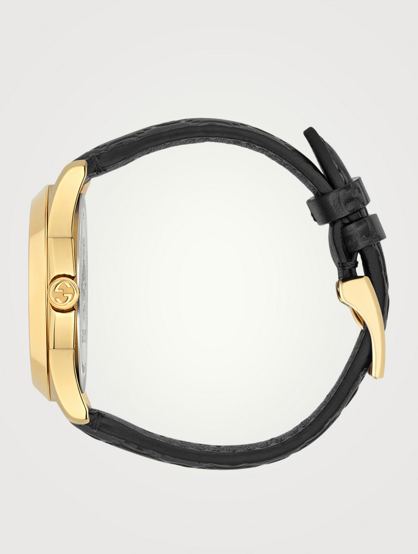 G-Timeless Signature Leather Strap Watch
