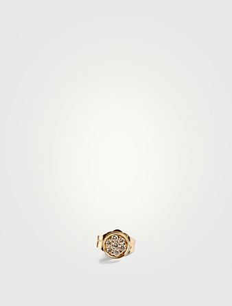 Clou d'oreille simple en forme de disque en or à 14 ct décoré de diamants