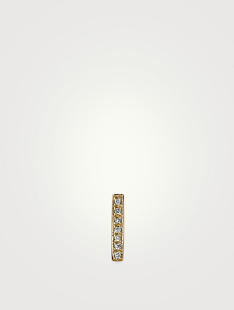 Small 14K Gold Bar Single Stud Earring With Diamonds