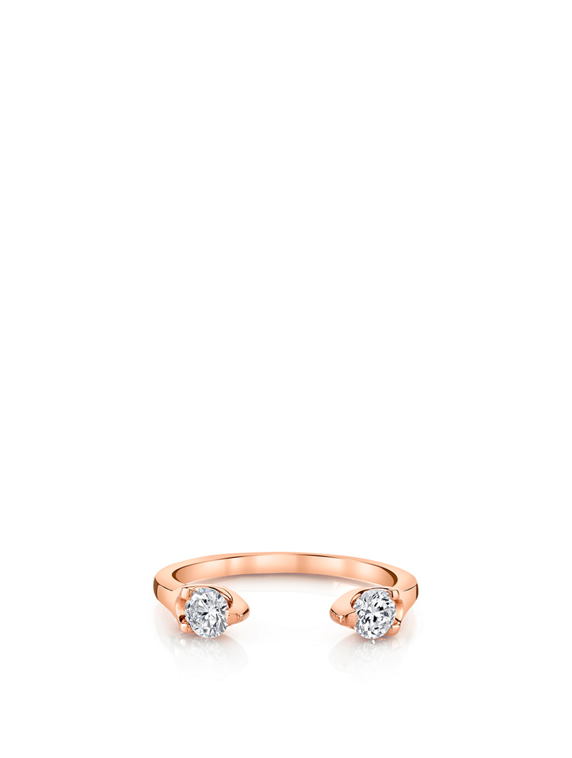 18K Rose Gold Orbit Split Ring With Diamonds