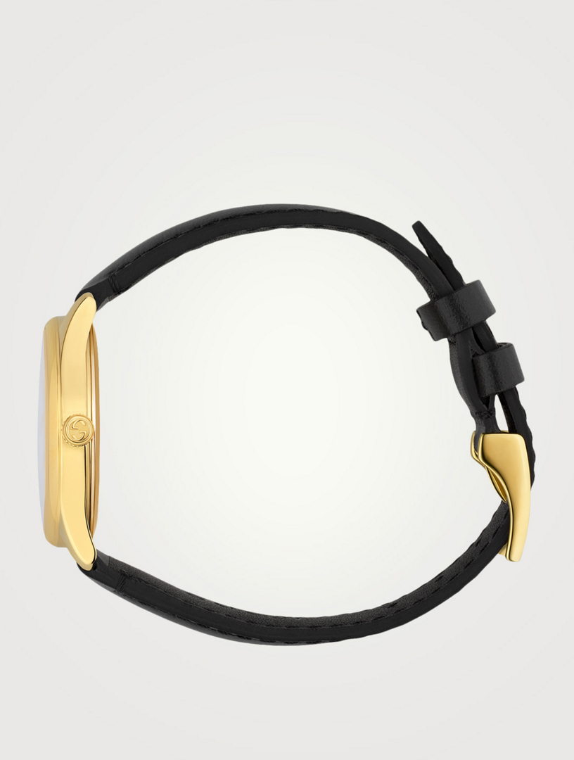 G-Timeless Goldtone Leather Strap Watch